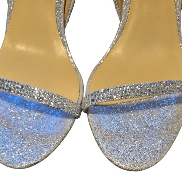 Judith Leiber Silver Crystal Glitter Pumps sz 8.5 - Picture 3 of 7